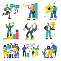 Success and Winnings Illustrations Vector  Screenshot 4